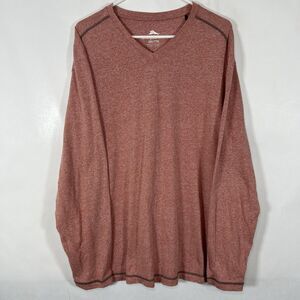 Tommy Bahama Long Sleeve V Neck T Shirt Mens Size XXL 2XL Red Heathered EUC